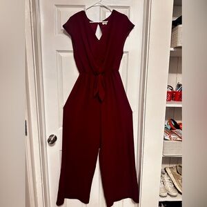 She + Sky Deep Red Jumpsuit